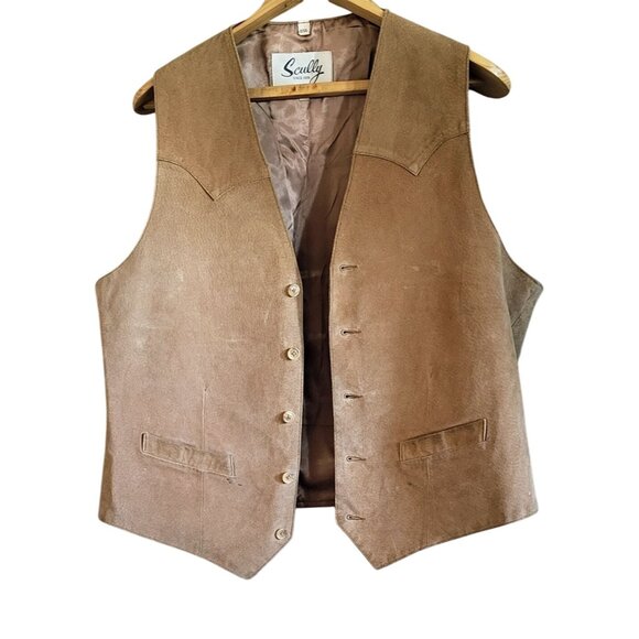 Scully Mens Western Suede Leather Vest Button Front Size 46 - Picture 2 of 10